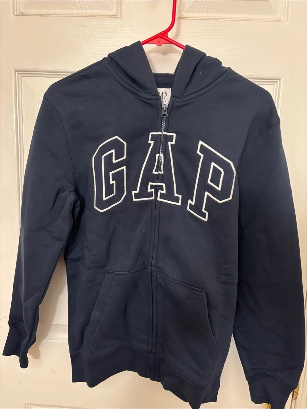 GAP Boys Navy sweatshirt zip Hoodie with White Logo 14-16